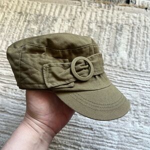 D&Y Olive Green Cadet Cap with Decorative Buckle